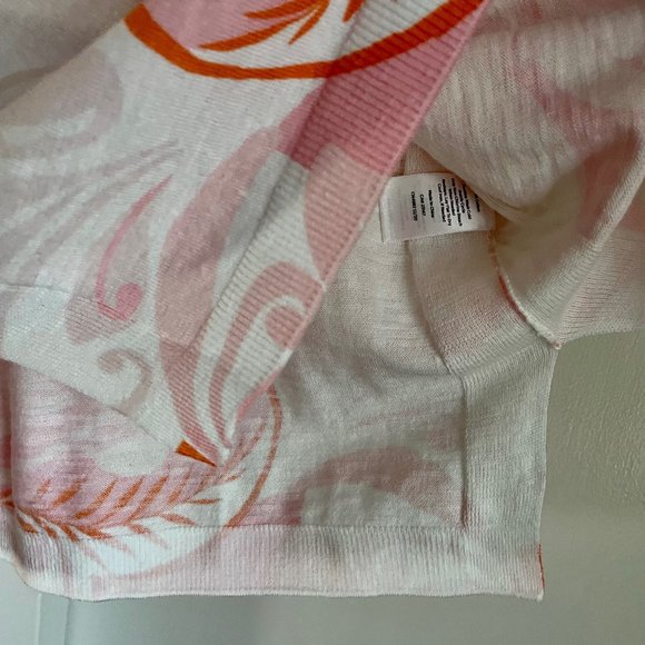 NWT Talbots Pink/Orange Paisley V Neck  3/4 Sleeve Pullover Cotton Sweater Top S - Picture 6 of 8